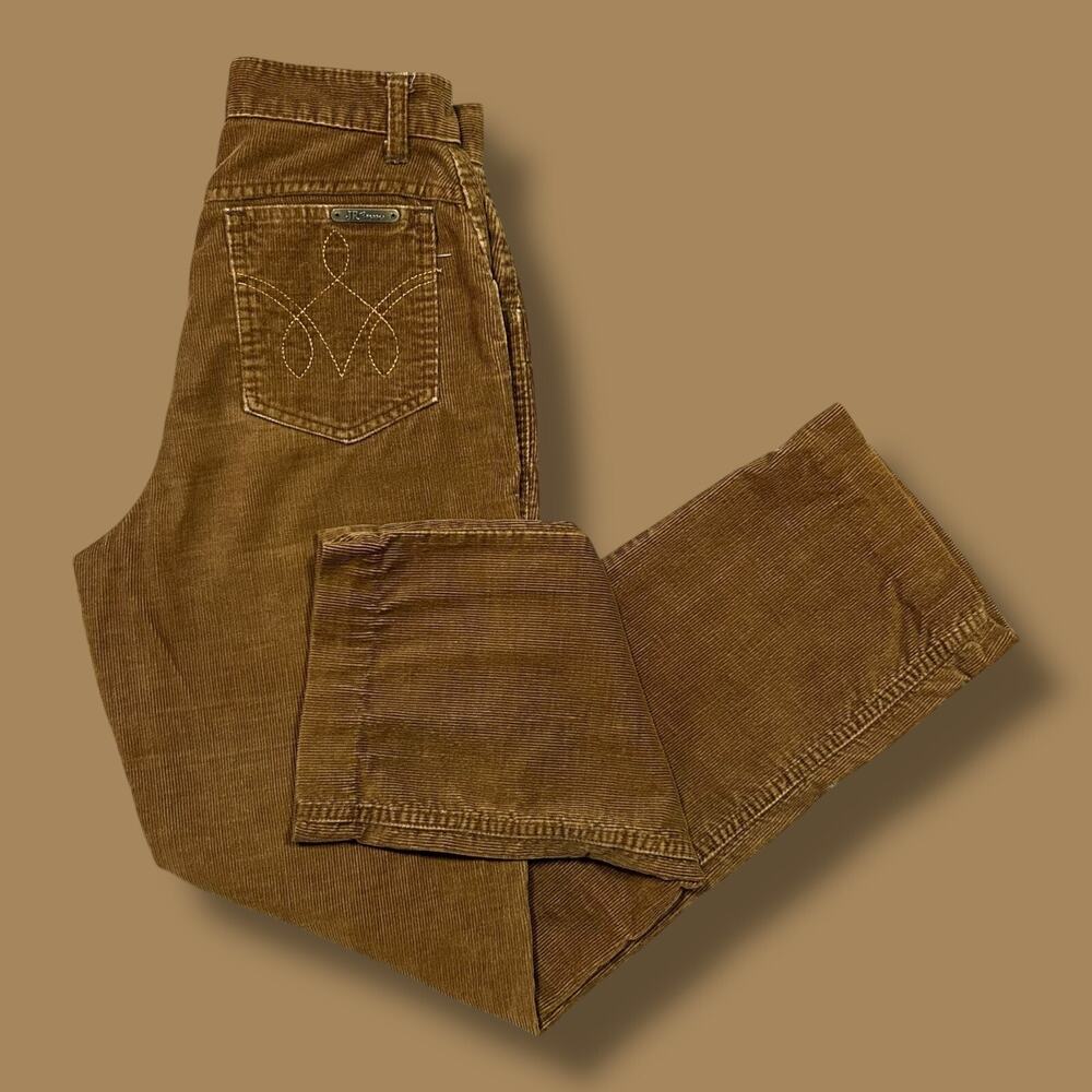 Vintage 60s Corduroy Pants 26x29 Size 9 Sears Western Boho Hippie Juniors Brown